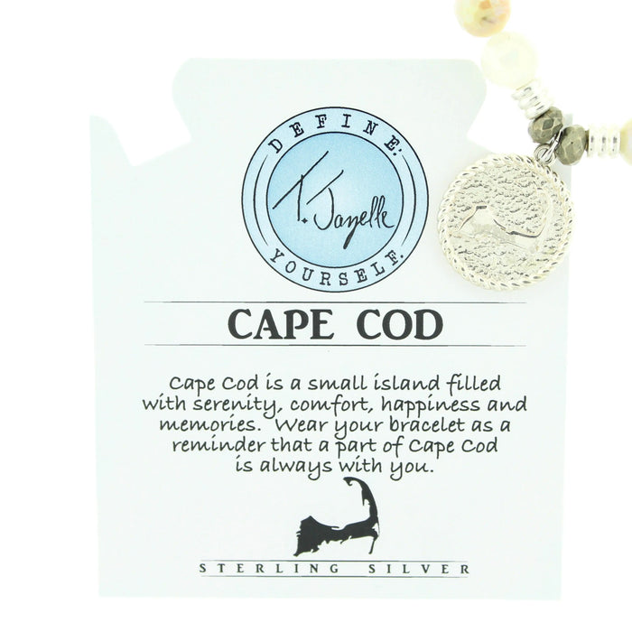 Moonstone Gemstone Bracelet with Cape Cod Coin Sterling Silver Charm T. Jazelle