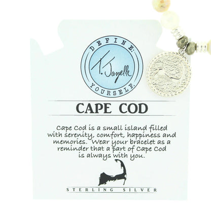 Moonstone Gemstone Bracelet with Cape Cod Coin Sterling Silver Charm T. Jazelle