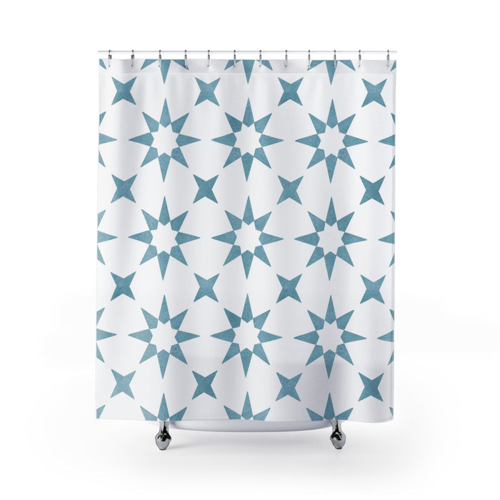 Moroccan Blue Star Shower Curtain