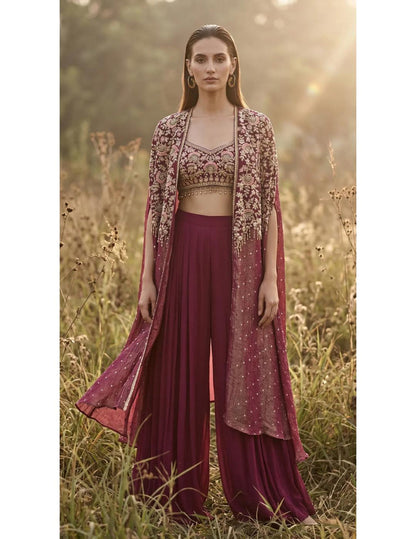 Mulberry Phulkari Cape Set