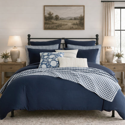 Muslin Navy Stripe Pillow
