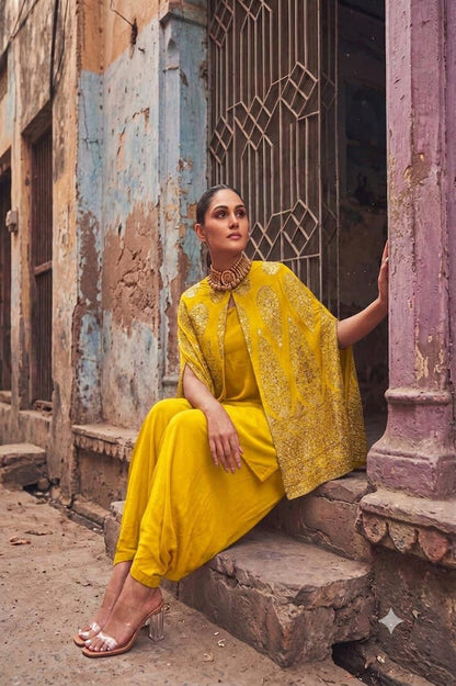 Mustard Cape Jacket With Jumper
