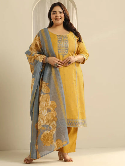Mustard Yellow Floral Kurta Set