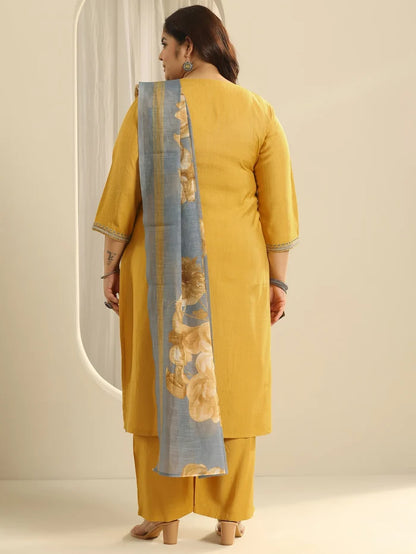 Mustard Yellow Floral Kurta Set