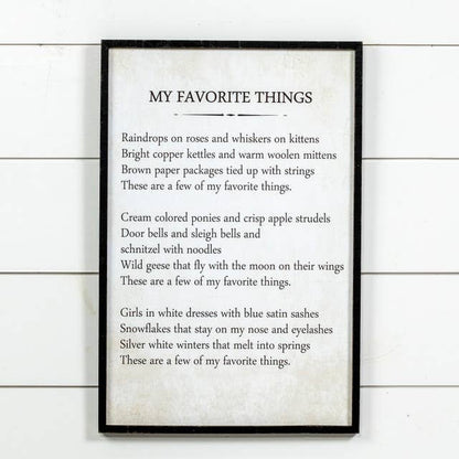 *MY FAVORITE THINGS SIGN