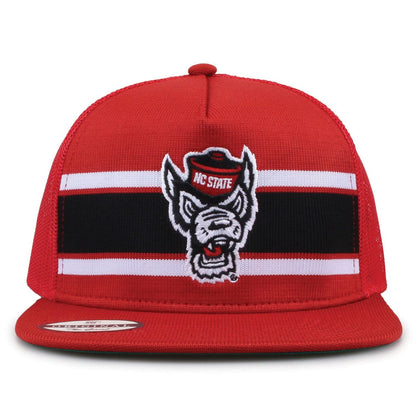 North Carolina State University Class of '92 trucker hat, front view with embroidered logo and stripes