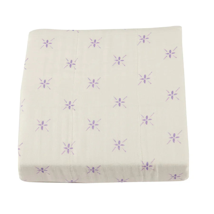 BABY - Lavender Flower And White Bamboo Muslin Blanket