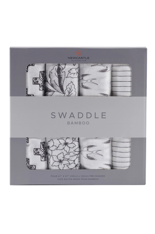 BABY - Monochrome Bamboo Muslin Swaddle 4-Pack