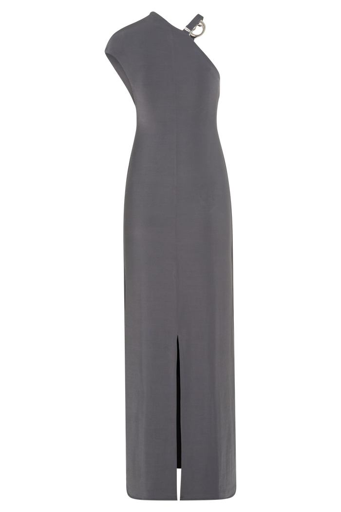 Oden Slinky Maxi Dress With Hardware - Grey