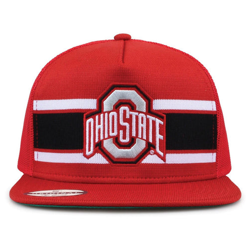 The Ohio State University Class of '92 trucker hat, front view with embroidered logo and stripes