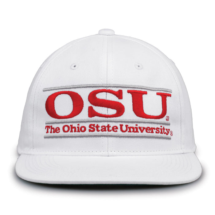 Ohio State Retro Bar snapback hat in white, front view