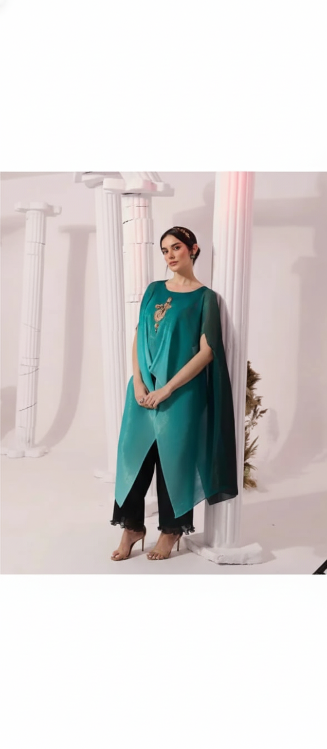 Ombre Green Kaftan & Pant