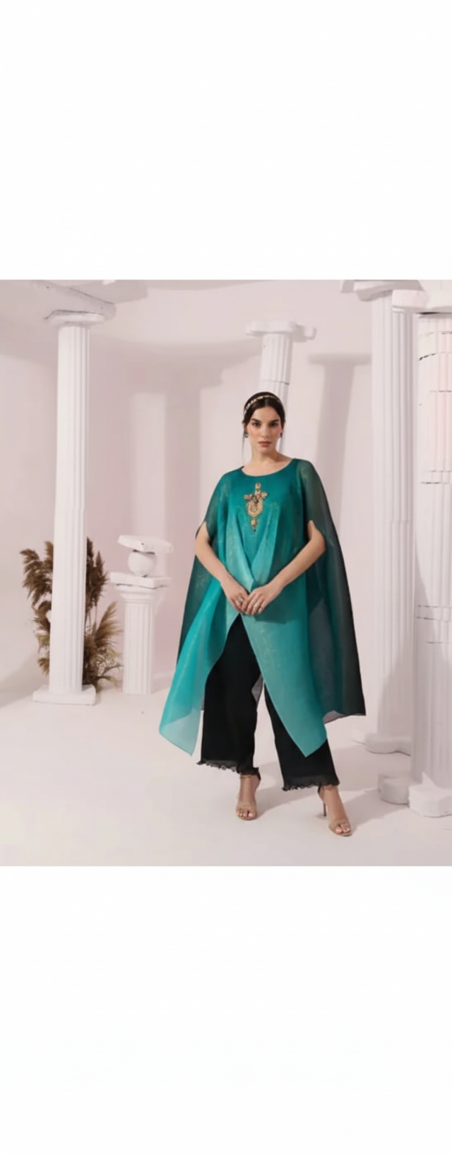 Ombre Green Kaftan & Pant