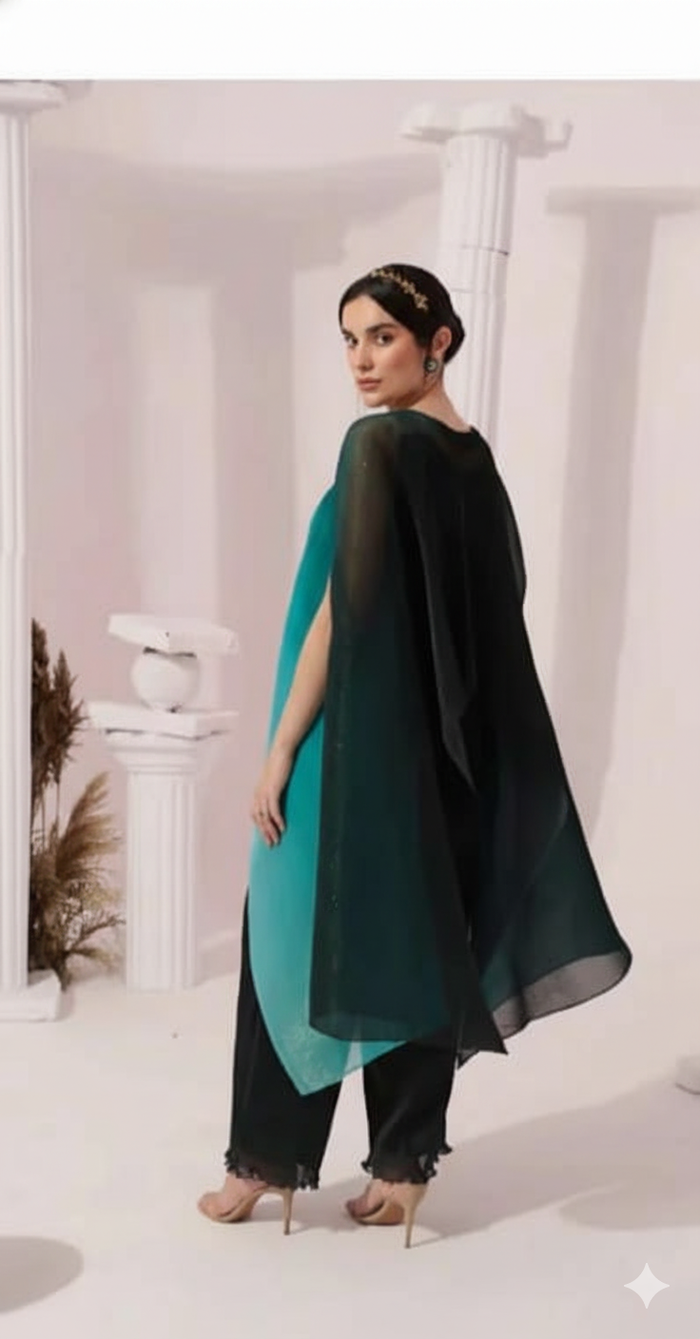 Ombre Green Kaftan & Pant