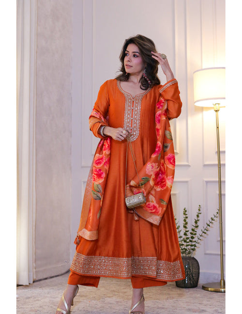 Orange Anarkali Suit