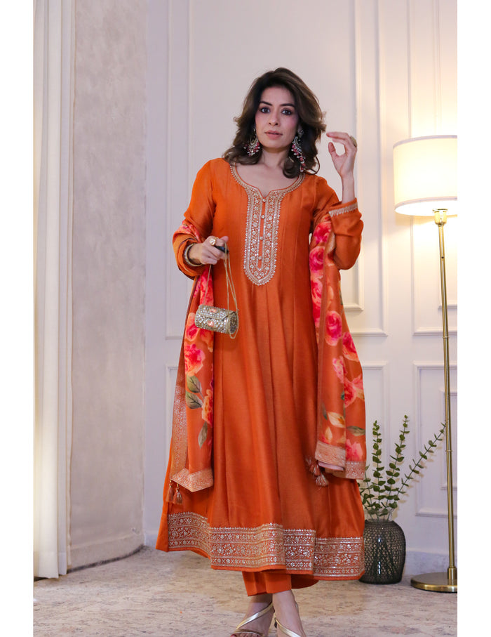 Orange Anarkali Suit