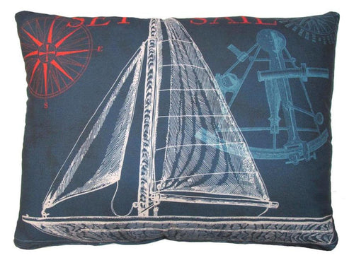 Outdoor Sailboat Accent Pillow - Blue