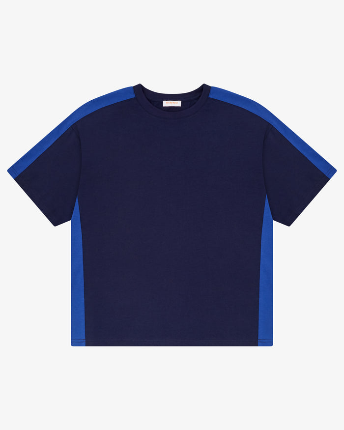 Panelled Crop Tee - Navy