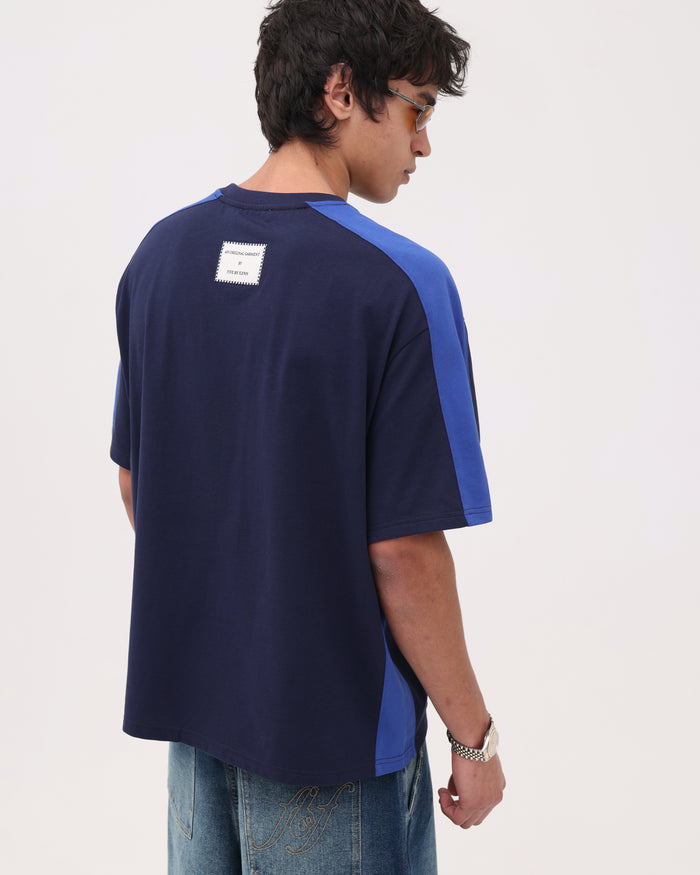 Panelled Crop Tee - Navy