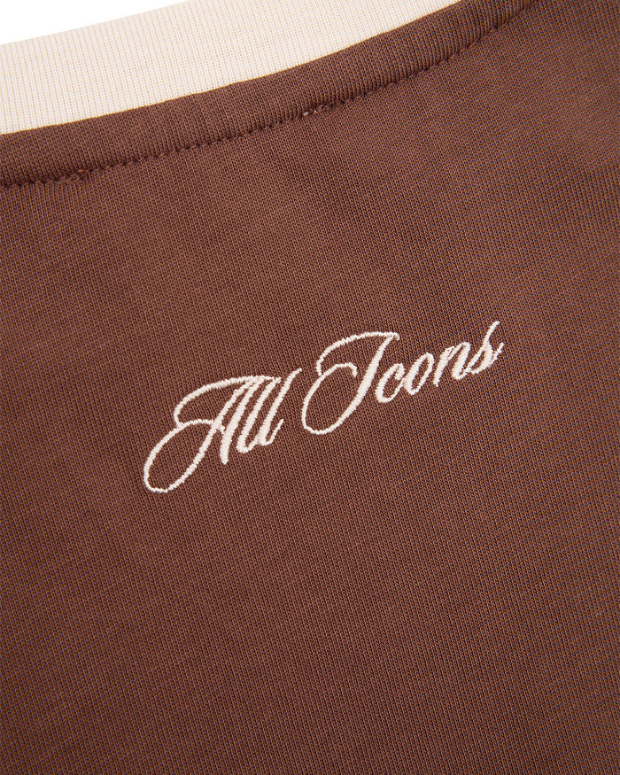 Panelled LS Crop Tee - Chocolate/Sand