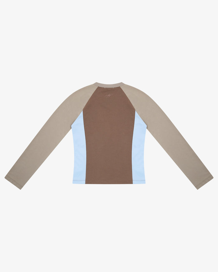 Panelled LS Top - Choc/Taupe/Sky