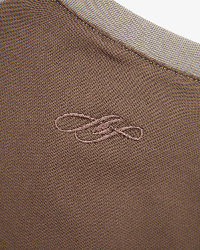 Panelled LS Top - Choc/Taupe/Sky