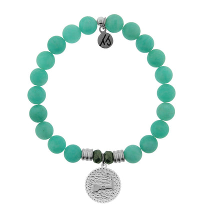 Peruvian Amazonite Stone Bracelet with Cape Cod Coin Sterling Silver Charm Tiffany Jazelle