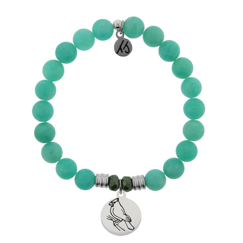 Peruvian Amazonite Stone Bracelet with Cardinal Sterling Silver Charm Tiffany Jazelle