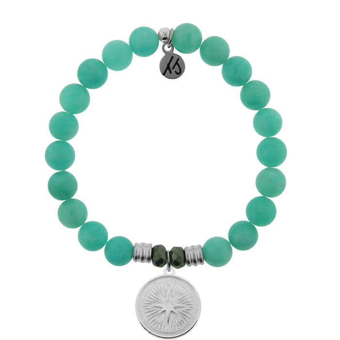 Peruvian Amazonite Stone Bracelet with Guidance Sterling Silver Charm Tiffany Jazelle