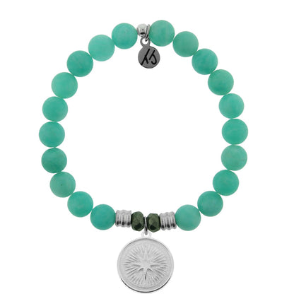 Peruvian Amazonite Stone Bracelet with Guidance Sterling Silver Charm Tiffany Jazelle