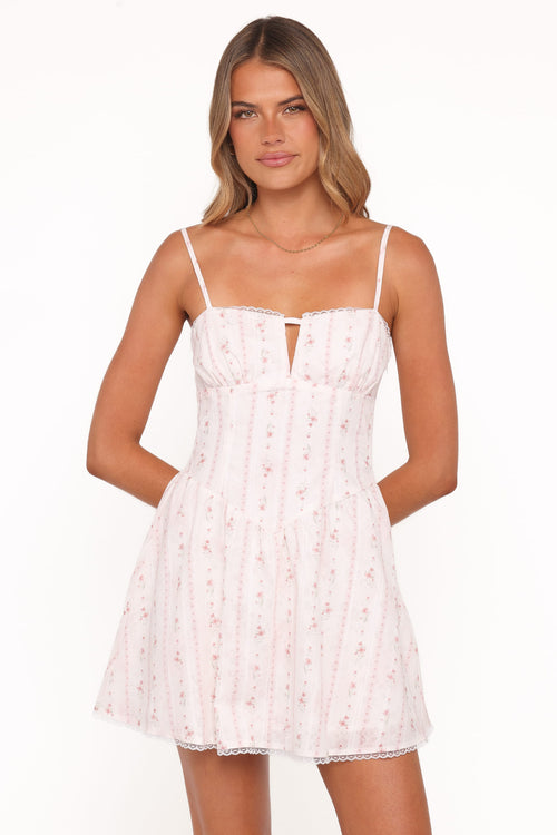 Athena Mini Dress - White Floral