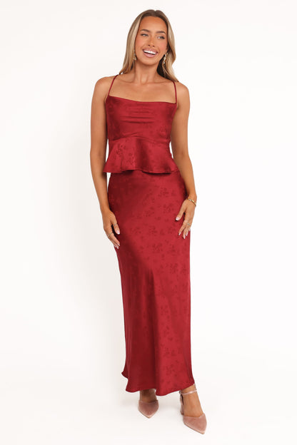 Belle Two Piece Set - Burgundy