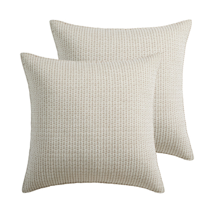 Pick-Stitch Artisan Euro Sham Set of 2 featuring relaxed pick-stitch detailing on cotton slub fabric.