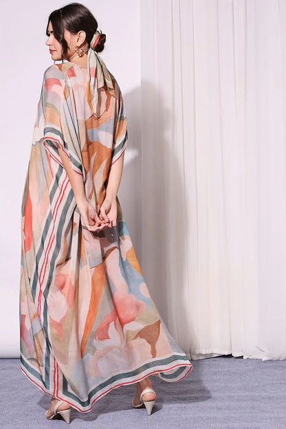 Pink Conversational Kaftan Dress