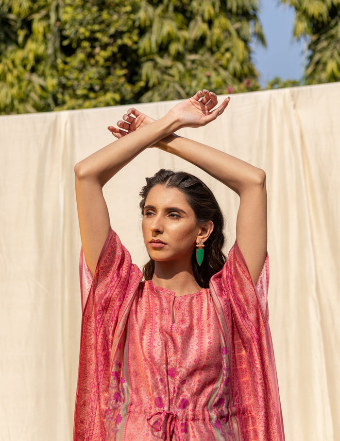 Pink Cotton Silk  Kaftan