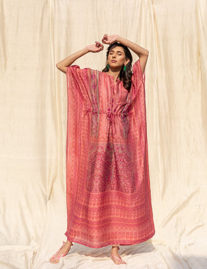 Pink Cotton Silk  Kaftan