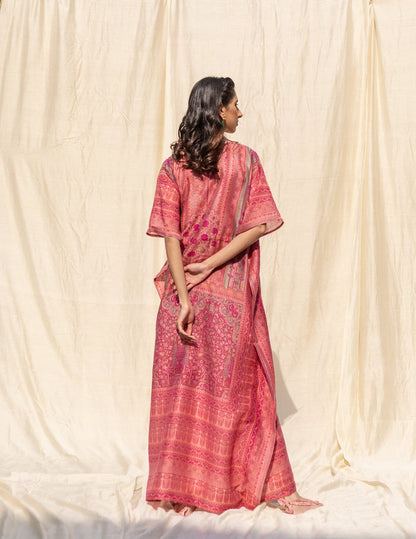 Pink Cotton Silk  Kaftan