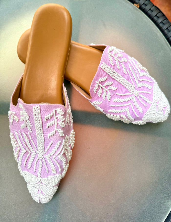 Pink Embellished Mules