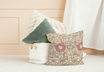 Pink & Rose Outdoor Pillow William Morris Manilla Wine