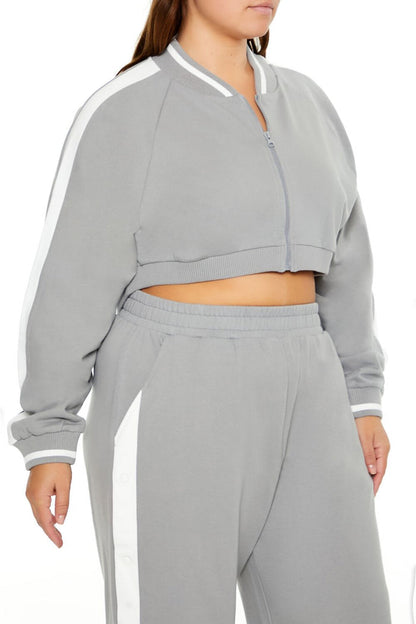 Plus Size Active Striped Jacket