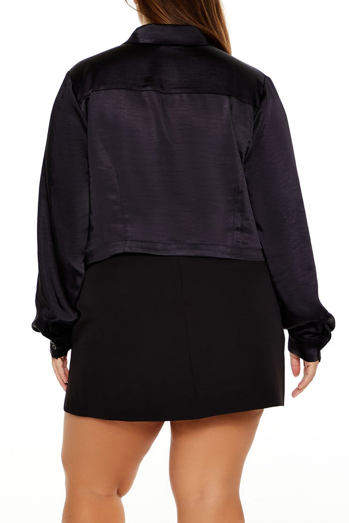 Plus Size Cropped Satin Shirt