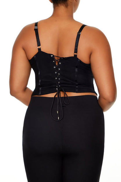 Plus Size Lace-Up Cropped Cami