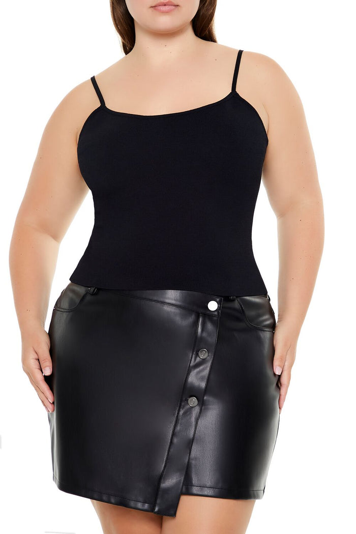 Plus Size Lace-Up Sweater-Knit Cami