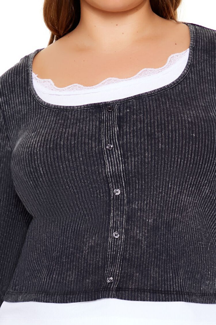 Plus Size Ribbed Henley Top