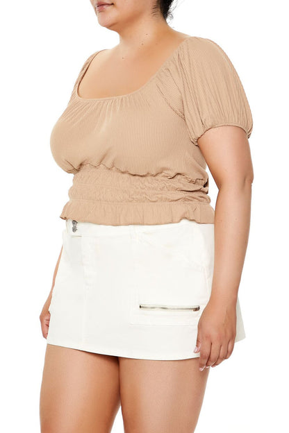 Plus Size Ribbed Knit Crop Top