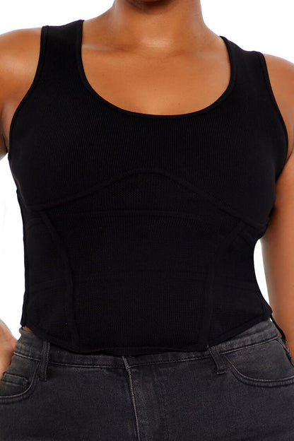 Plus Size Sweater-Knit Corset Tank Top