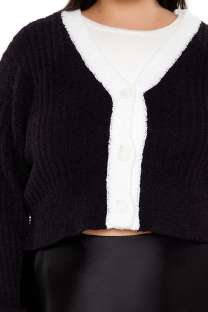 Plus Size Two-Tone Cardigan Sweater