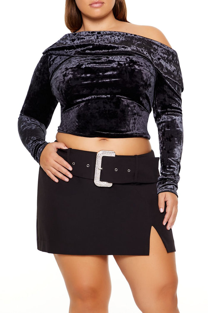 Plus Size Velvet Off-the-Shoulder Top