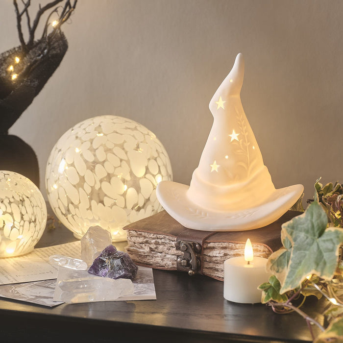 Porcelain LED Halloween Witches Hat Decoration