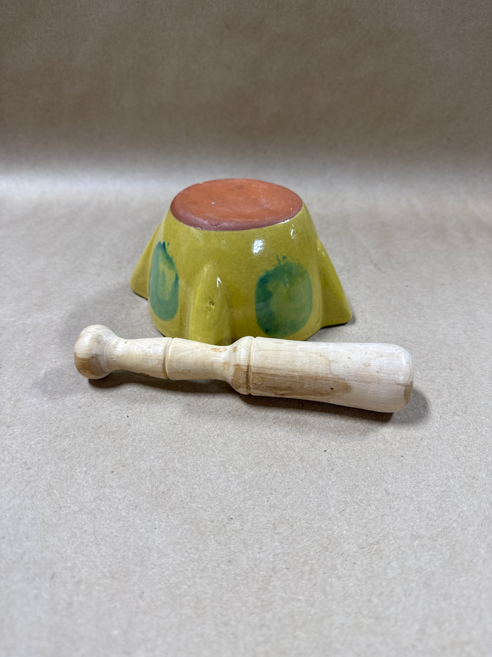Pottery Style Mortar And Wooden Pestle